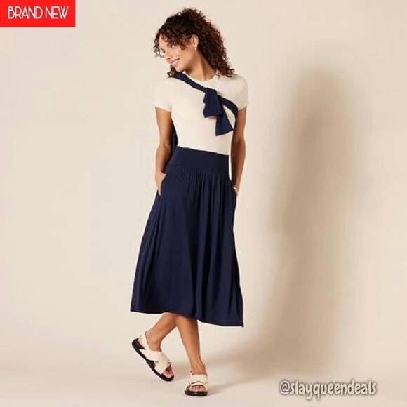Soft Jersey Midi Skirt with Pockets, Relaxed Fit, Pull-On Waist - Picture 5 of 6